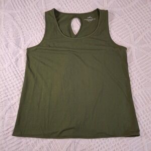 J. Jill Fit Progress Wrapped-Back Tank Womens Large Olive Green Pima Cotton